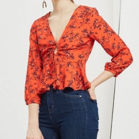 Topshop Betty Floral Print Keyhole Blouse - Picture 5 of 12